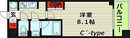 エスティメゾン京橋 1Kの間取図画像