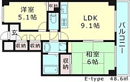 サンハイム今福 2LDKの間取図画像