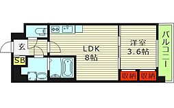 Alivis緑橋 1LDKの間取図画像