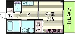 オフサイド 1Kの間取図画像