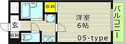 キャッスルプラザ壱番館 1Kの間取図画像