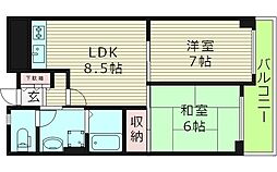 クレア・コート 2LDKの間取図画像