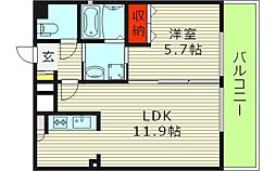 レークス大阪城イースト 1LDKの間取図画像