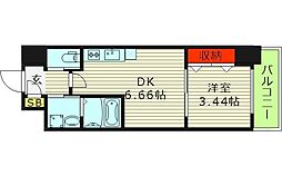 クローバー・グランデ今里 1DKの間取図画像