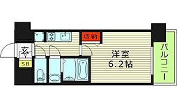 プレサンス京橋GREEN YARDアルミラ 1Kの間取図画像