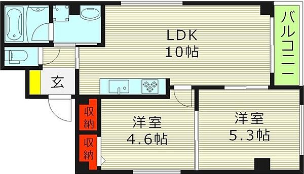 大阪府大阪市都島区御幸町２丁目(賃貸マンション2LDK・3階・43.67㎡)の写真 その2