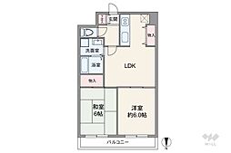 ノバカネイチ阿波座2番館 2LDKの間取図画像