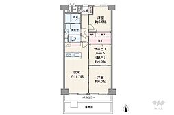 日商岩井野江マンション 3LDKの間取図画像