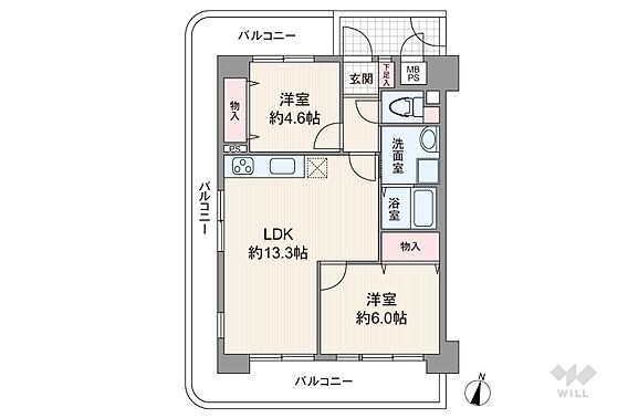 間取りは専有面...