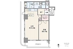 リーガルタワー船場 1LDKの間取図画像