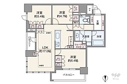 グランドメゾン上町台ザ・タワー 3LDKの間取図画像