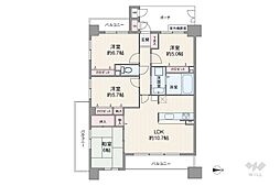 シャルマンフジ四天王寺夕陽丘 4LDKの間取図画像