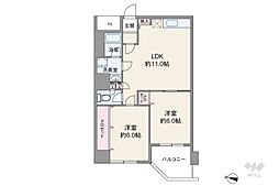 本町セントラルハイツ 2LDKの間取図画像