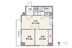 大手前ストークマンション 2LDKの間取図画像