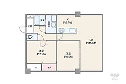 第2メゾン北梅田 2LDKの間取図画像