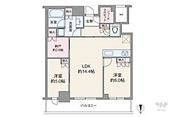 大阪ひびきの街ザ・サンクタスタワー 2LDKの間取図画像