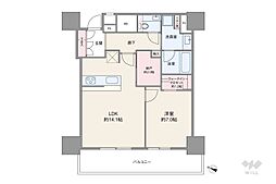 大阪市北区中津1丁目マンション 1LDKの間取図画像