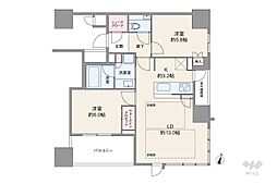 ザ・パークハウス梅田タワー 2LDKの間取図画像