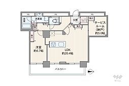 レジデンス梅田ローレルタワー 1SLDKの間取図画像
