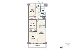 関目グリーンハイツC棟 3LDKの間取図画像