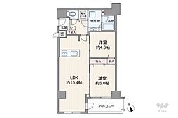 ハイネス上本町 2LDKの間取図画像