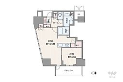 ジオタワー新町 1LDKの間取図画像