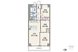 天王寺スカイハイツ 3LDKの間取図画像