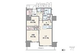 ジオタワー堺筋本町 2LDKの間取図画像