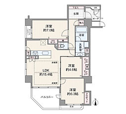 駅徒歩2分・南西角住戸の3LDK