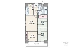 エクセランス九条公園 3LDKの間取図画像