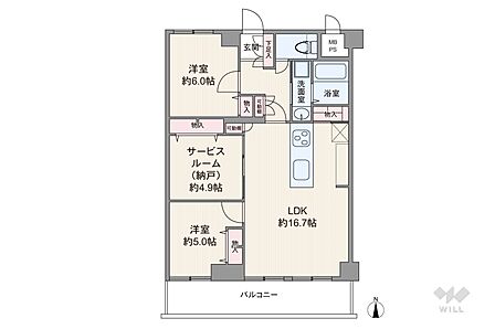 間取りは専有面積72.38平米の2SLDK。縦長リビングのプラン。全居室に収納が設けられています。全ての窓に防音性・断熱性に優れた二重サッシを採用。バルコニー面積は10.33平米です。