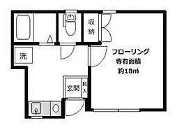 ハピネス上目黒 1Kの間取図画像