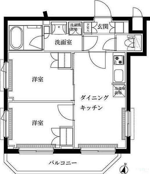 ルーブル蓮根弐番館 301｜東京都板橋区蓮根１丁目(賃貸マンション2DK・3階・41.02㎡)の写真 その2