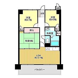 メゾンドール明石山ノ手台A棟 3LDKの間取図画像