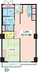 プラザ新大阪 1LDKの間取図画像