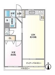 京橋コーポ 1LDKの間取図画像