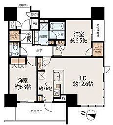 ザ・パークハウス梅田タワー 2LDKの間取図画像