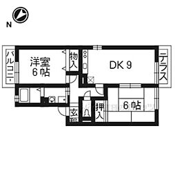 京阪本線 枚方市駅 徒歩9分の賃貸アパート 1階2LDKの間取り