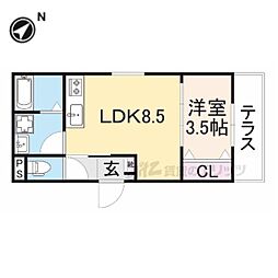 グレイスキューブ 1階1LDKの間取り