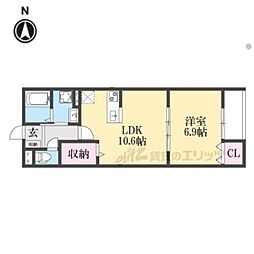アート星田駅前 1階1LDKの間取り