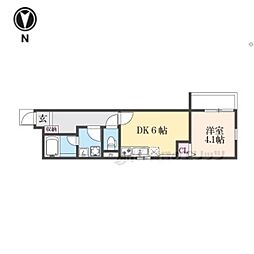 Ｓ　Ａｐｔ．門真城垣町 1階1DKの間取り
