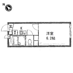 レオパレス藤阪中町 2階1Kの間取り