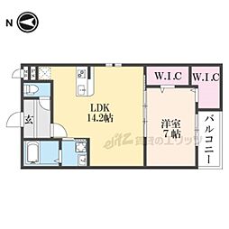 JR片町線(学研都市線) 藤阪駅 徒歩4分の賃貸アパート 2階1LDKの間取り