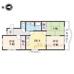 フロンティ枚方公園 3DKの間取図画像