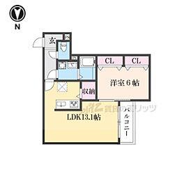京阪本線 樟葉駅 徒歩14分の賃貸アパート 3階1LDKの間取り