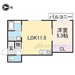 ＧＭビルズ対馬江 2階1LDKの間取り