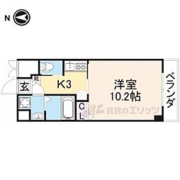 京阪交野線 河内森駅 徒歩2分の賃貸アパート 2階1Kの間取り