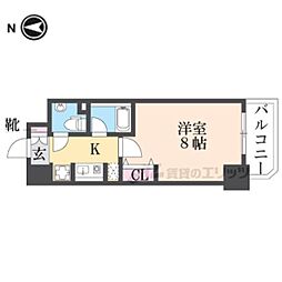 ロジェ今福鶴見 4階1Kの間取り