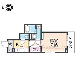 JR片町線(学研都市線) 鴻池新田駅 徒歩5分の賃貸アパート 1階1Kの間取り