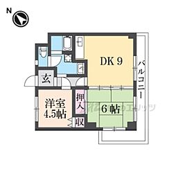 サンライズ成田 2DKの間取図画像